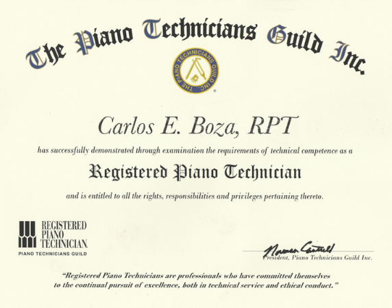 Registered Piano Technician · Piano Technicians Guild
